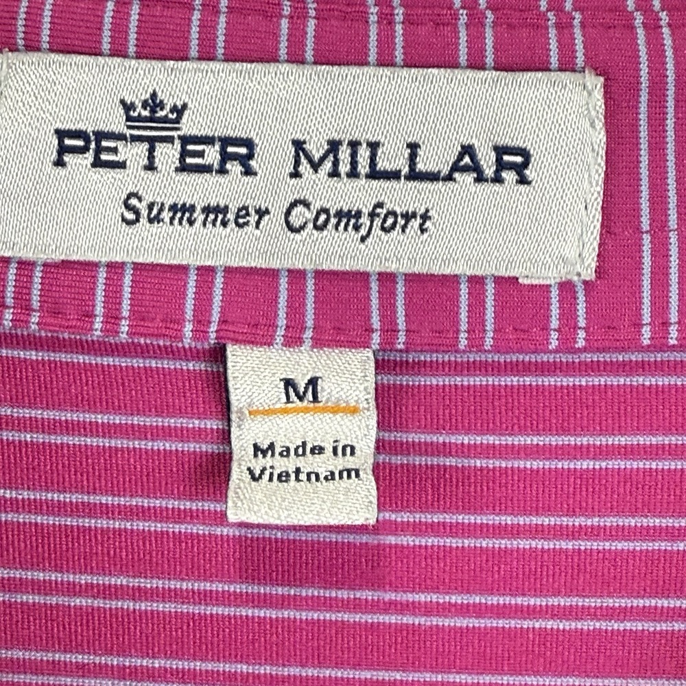 Peter Millar Summer Comfort Mens Medium Mauna Lani LOGO Stripe Pink - Picture 4 of 5